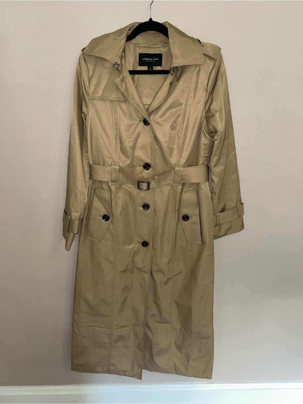 London folk collection khaki double breasted belted maxi trenchcoat - Picture 2 of 4